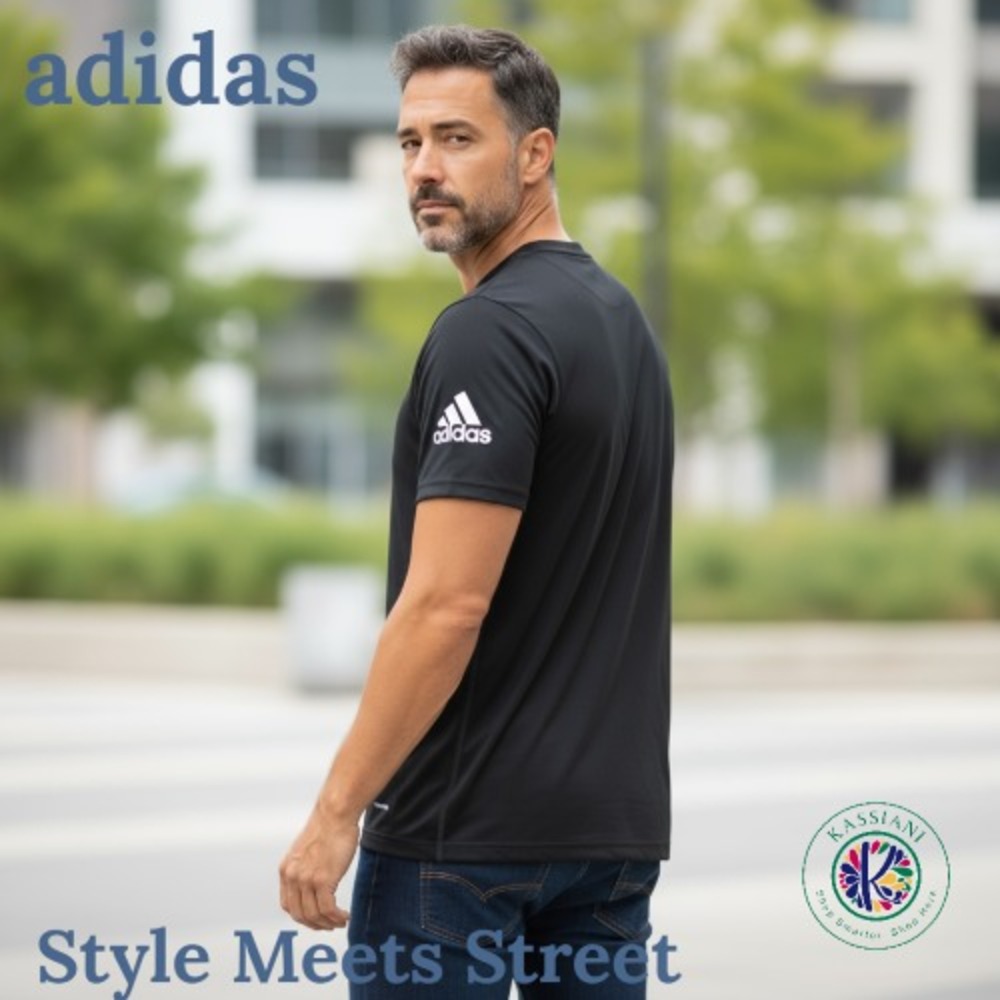Adidas Men's FreeLift Aeroready Trifold Sleeve‎ Logo Tee Black Size M